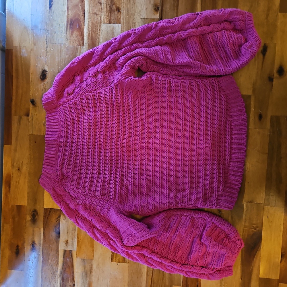Express Fuchsia Cable Knit Sweater - Picture 2 of 2